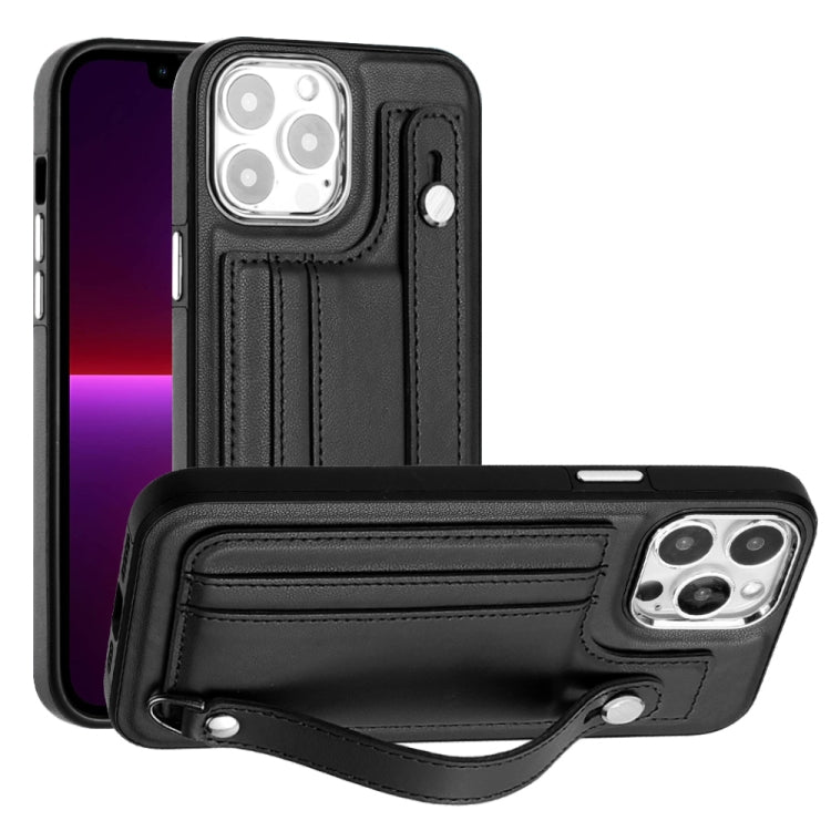 Shockproof Leather Phone Case with Wrist Strap, For iPhone 14 Pro, For iPhone 15 Plus, For iPhone 15, For iPhone 14 Pro Max