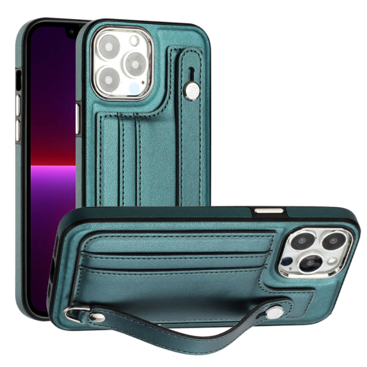 Shockproof Leather Phone Case with Wrist Strap, For iPhone 15 Plus, For iPhone 14 Pro, For iPhone 14 Pro Max, For iPhone 15