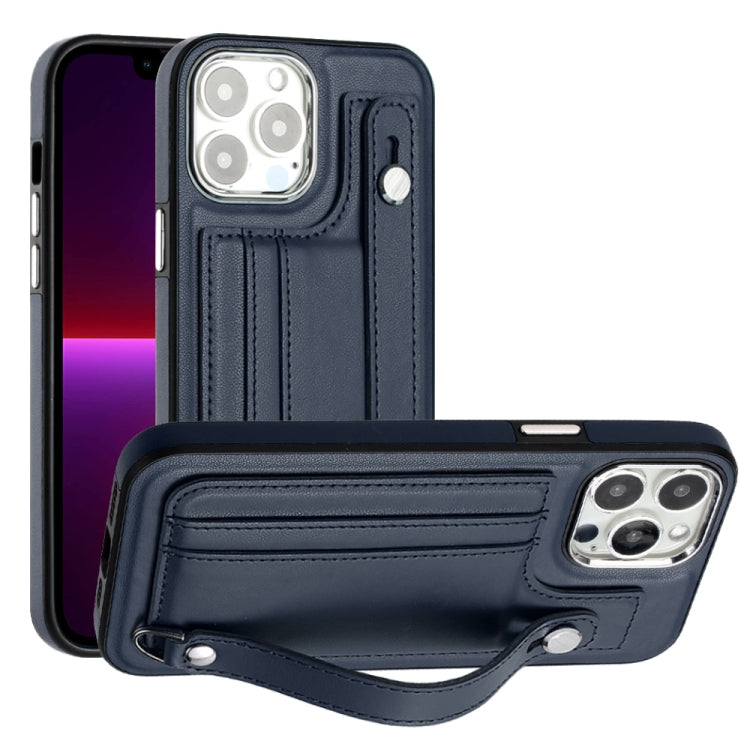 Shockproof Leather Phone Case with Wrist Strap, For iPhone 15 Plus, For iPhone 14 Pro, For iPhone 14 Pro Max, For iPhone 15