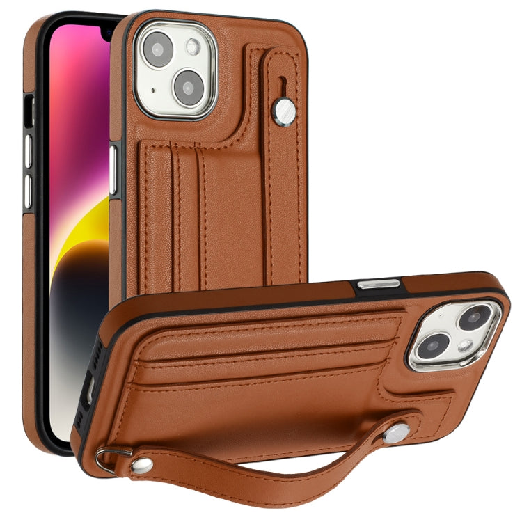 Shockproof Leather Phone Case with Wrist Strap, For iPhone 13, For iPhone 13 Pro, For iPhone 13 Pro Max, For iPhone 12 / 12 Pro