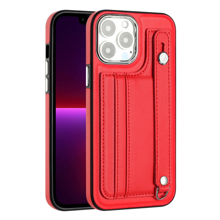 Shockproof Leather Phone Case with Wrist Strap, For iPhone 15 Pro Max, For iPhone 14, For iPhone 14 Plus, For iPhone 15 Pro