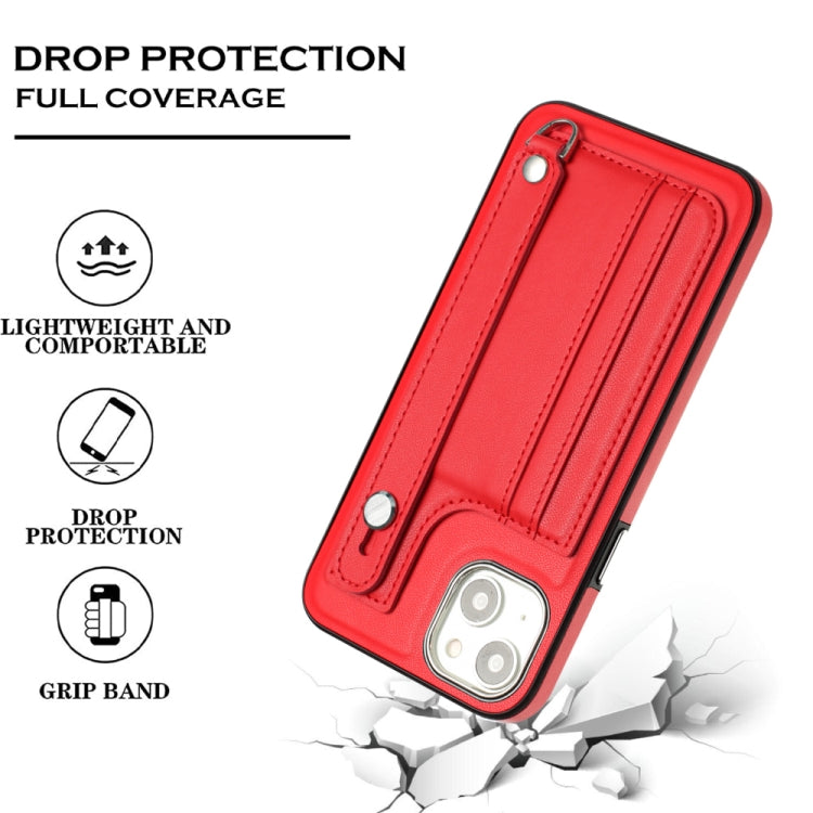 Shockproof Leather Phone Case with Wrist Strap, For iPhone 15 Plus, For iPhone 14 Pro, For iPhone 14 Pro Max, For iPhone 15