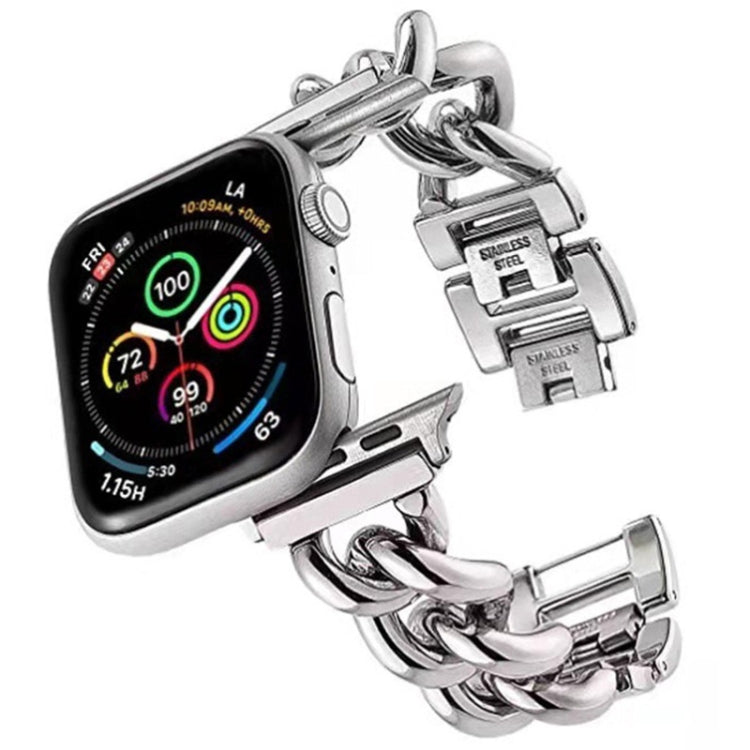 Big Denim Chain Metal Watch Band, For Apple Watch SE 40mm, For Apple Watch SE 44mm, For Apple Watch 6 40mm, For Apple Watch 6 44mm, For Apple Watch 5 44mm, For Apple Watch 5 40mm, For Apple Watch 4 44mm, For Apple Watch 4 40mm, For Apple Watch 3 38mm  ...