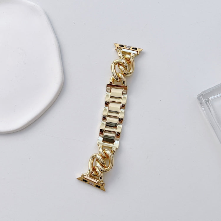 Big Denim Chain Metal Watch Band, For Apple Watch 9 41mm, For Apple Watch Ultra 49mm, For Apple Watch 8 41mm, For Apple Watch 8 45mm, For Apple Watch SE 2022 40mm, For Apple Watch SE 2022 44mm, For Apple Watch 7 41mm, For Apple Watch 7 45mm