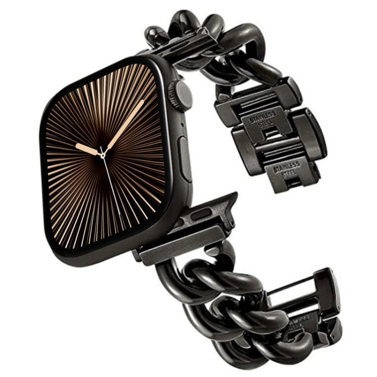 Big Denim Chain Metal Watch Band, For Apple Watch Series 10 46mm, For Apple Watch Series 10 42mm, For Apple Watch SE 2023 44mm, For Apple Watch SE 2023 40mm, For Apple Watch Ultra 2 49mm, For Apple Watch 9 45mm