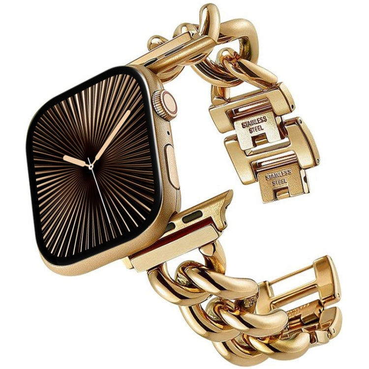 Big Denim Chain Metal Watch Band, For Apple Watch Series 10 46mm, For Apple Watch Series 10 42mm, For Apple Watch SE 2023 44mm, For Apple Watch SE 2023 40mm, For Apple Watch Ultra 2 49mm, For Apple Watch 9 45mm