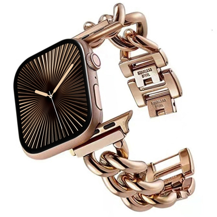 Big Denim Chain Metal Watch Band, For Apple Watch Series 10 46mm, For Apple Watch Series 10 42mm, For Apple Watch SE 2023 44mm, For Apple Watch SE 2023 40mm, For Apple Watch Ultra 2 49mm, For Apple Watch 9 45mm