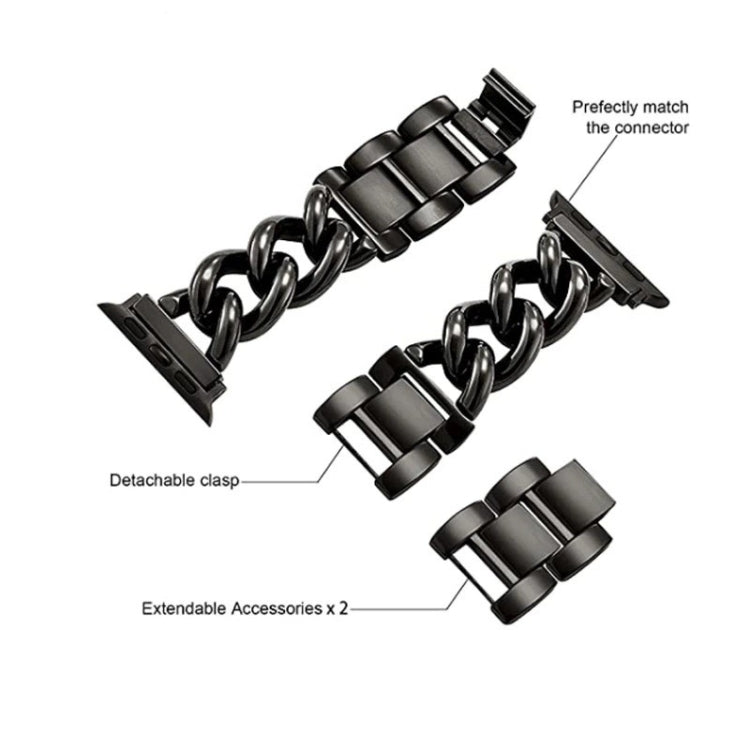 Big Denim Chain Metal Watch Band, For Apple Watch 9 41mm, For Apple Watch Ultra 49mm, For Apple Watch 8 41mm, For Apple Watch 8 45mm, For Apple Watch SE 2022 40mm, For Apple Watch SE 2022 44mm, For Apple Watch 7 41mm, For Apple Watch 7 45mm