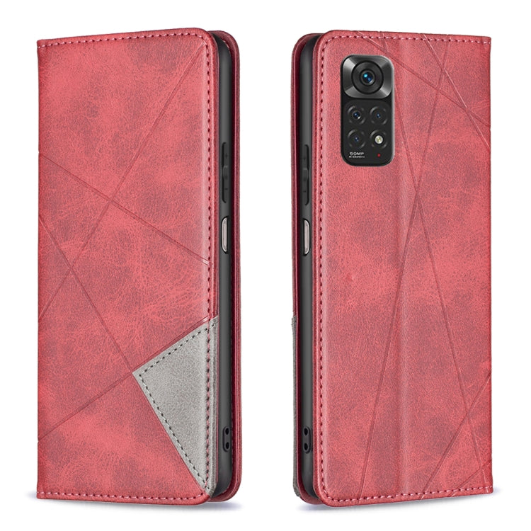 Rhombus Texture Magnetic Leather Phone Case