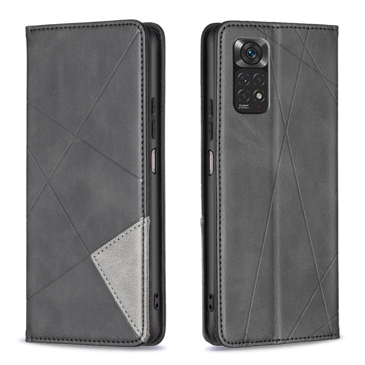 Rhombus Texture Magnetic Leather Phone Case