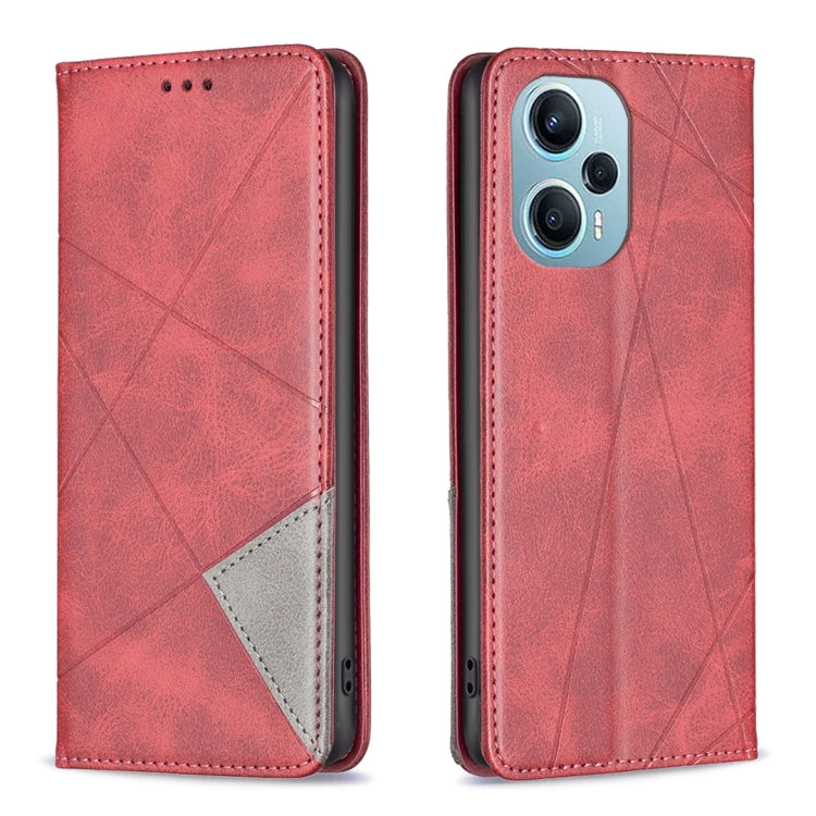 Rhombus Texture Magnetic Leather Phone Case