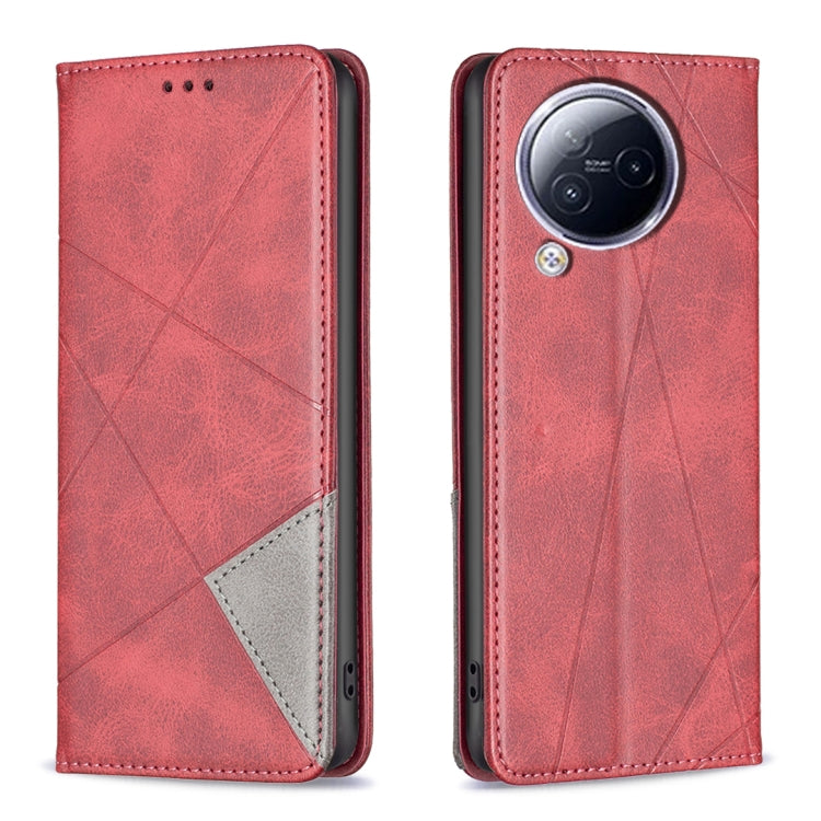 Rhombus Texture Magnetic Leather Phone Case