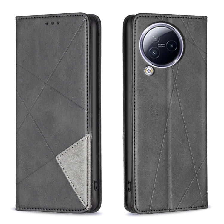 Rhombus Texture Magnetic Leather Phone Case