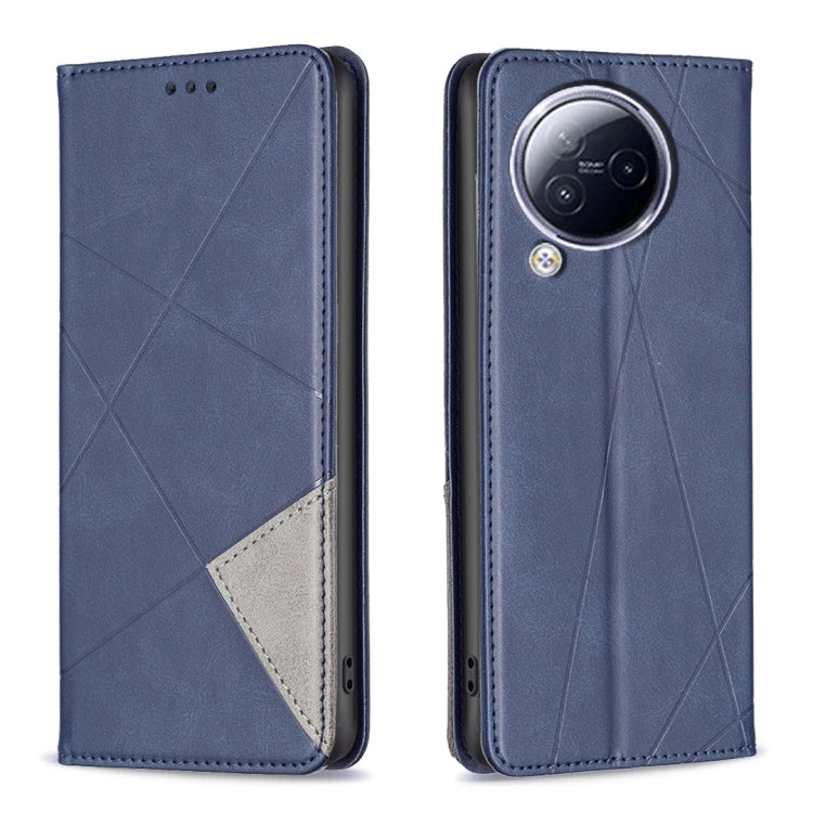Rhombus Texture Magnetic Leather Phone Case
