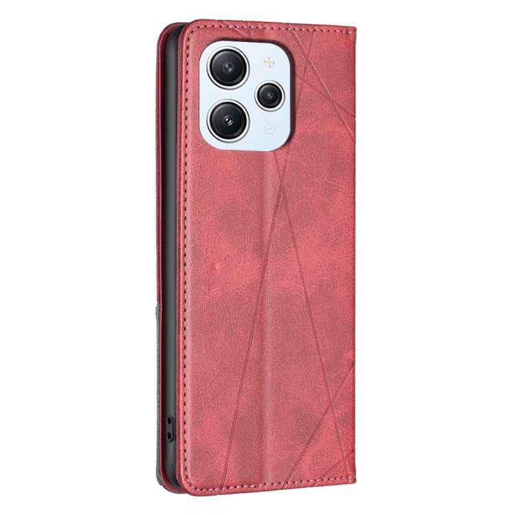 Rhombus Texture Magnetic Leather Phone Case