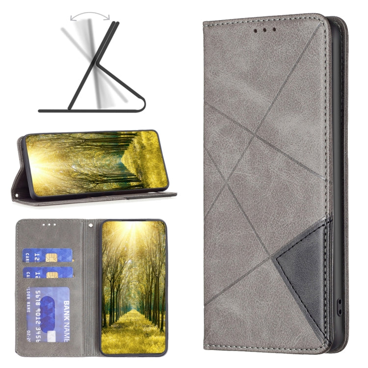 Rhombus Texture Magnetic Leather Phone Case