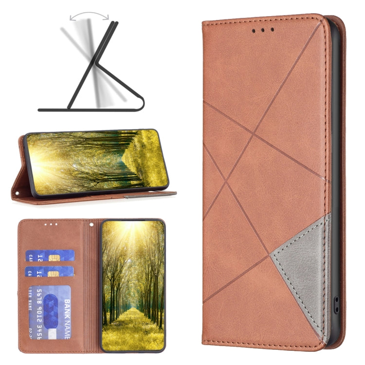 Rhombus Texture Magnetic Leather Phone Case
