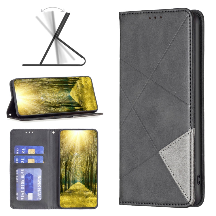 Rhombus Texture Magnetic Leather Phone Case