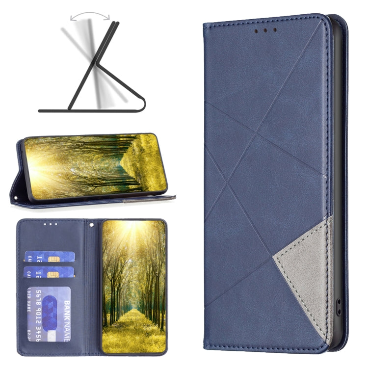 Rhombus Texture Magnetic Leather Phone Case