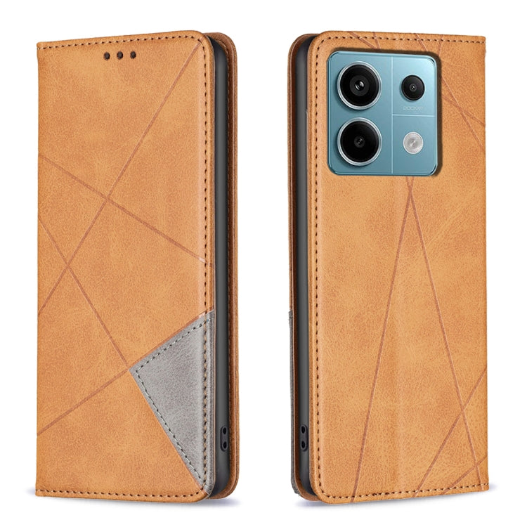 Rhombus Texture Magnetic Leather Phone Case