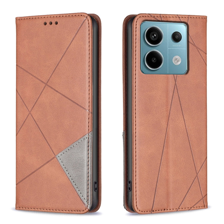 Rhombus Texture Magnetic Leather Phone Case