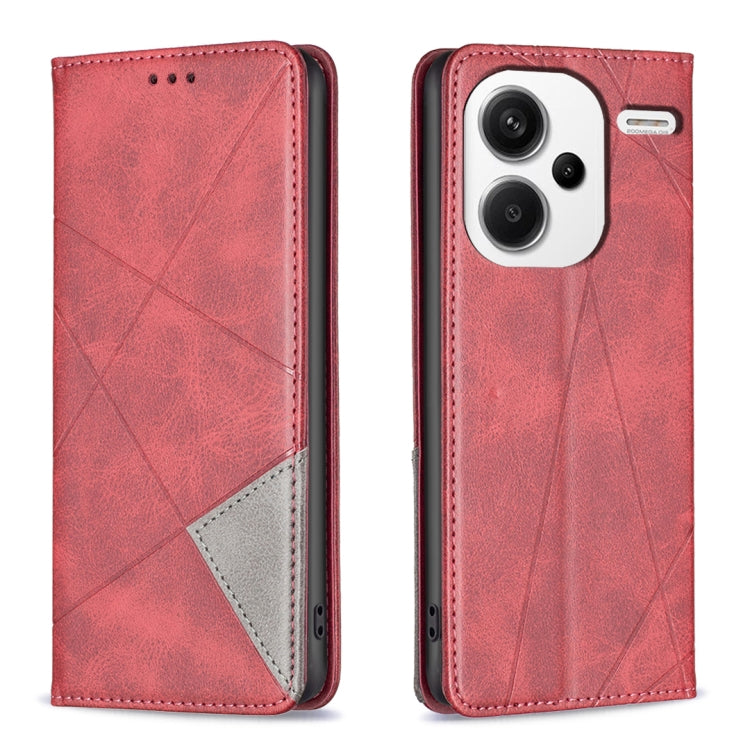Rhombus Texture Magnetic Leather Phone Case