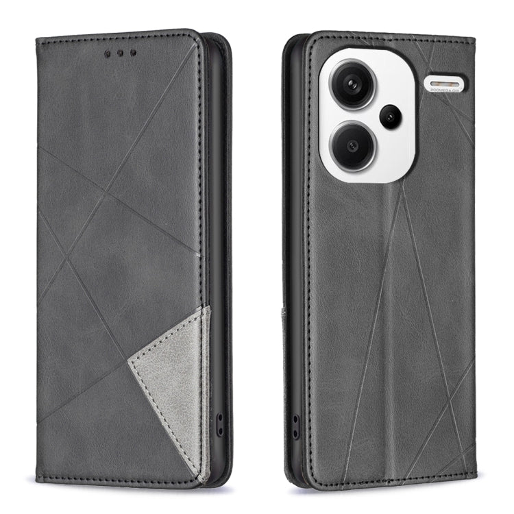 Rhombus Texture Magnetic Leather Phone Case