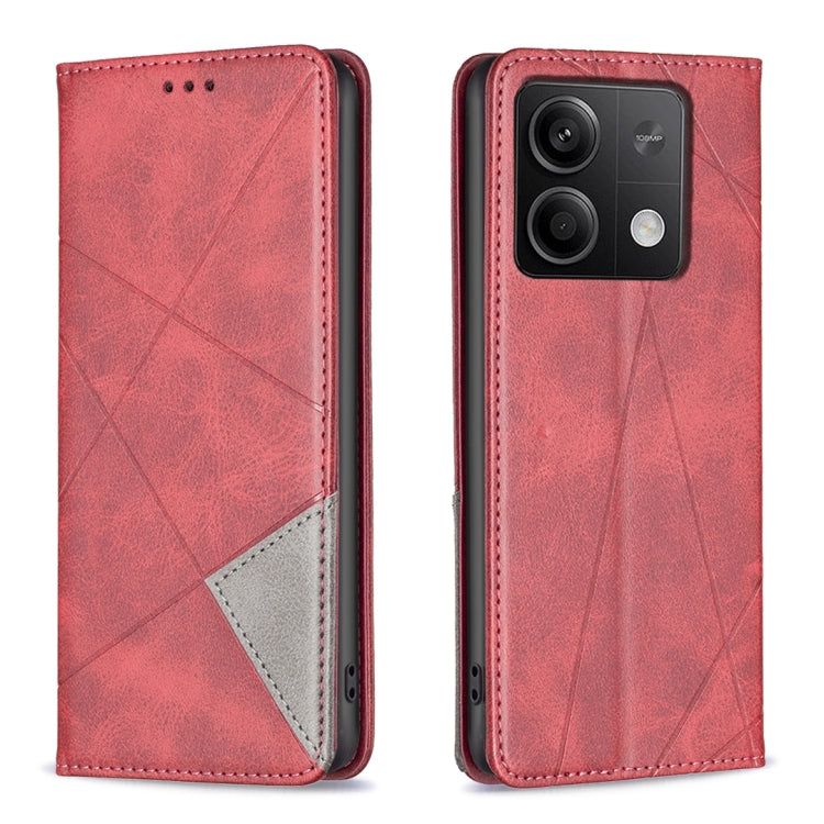 Rhombus Texture Magnetic Leather Phone Case