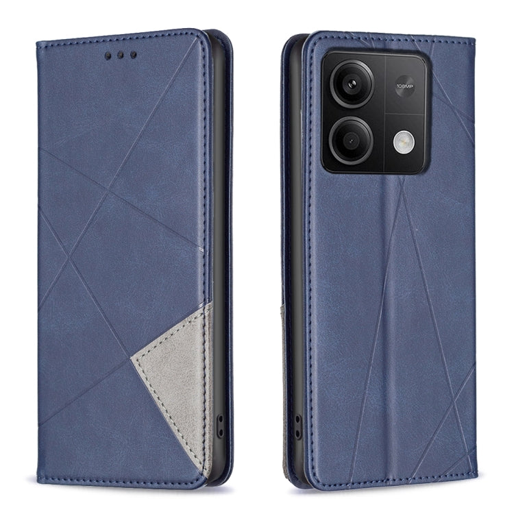 Rhombus Texture Magnetic Leather Phone Case