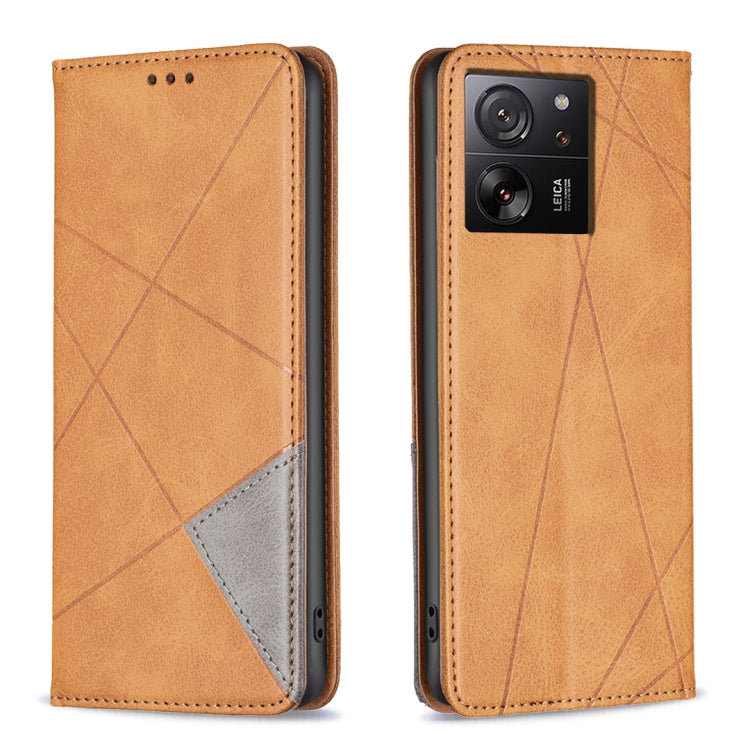 Rhombus Texture Magnetic Leather Phone Case