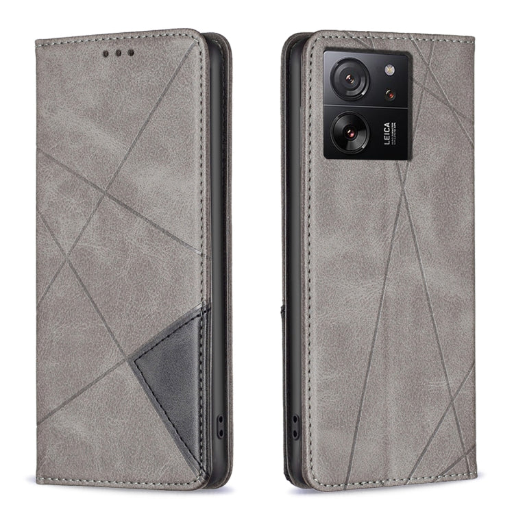 Rhombus Texture Magnetic Leather Phone Case