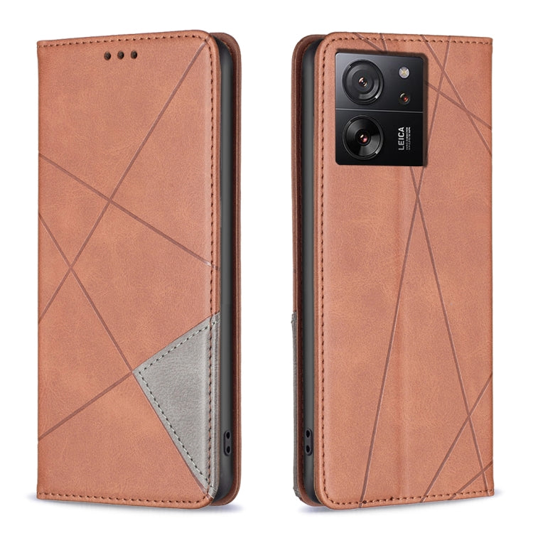 Rhombus Texture Magnetic Leather Phone Case