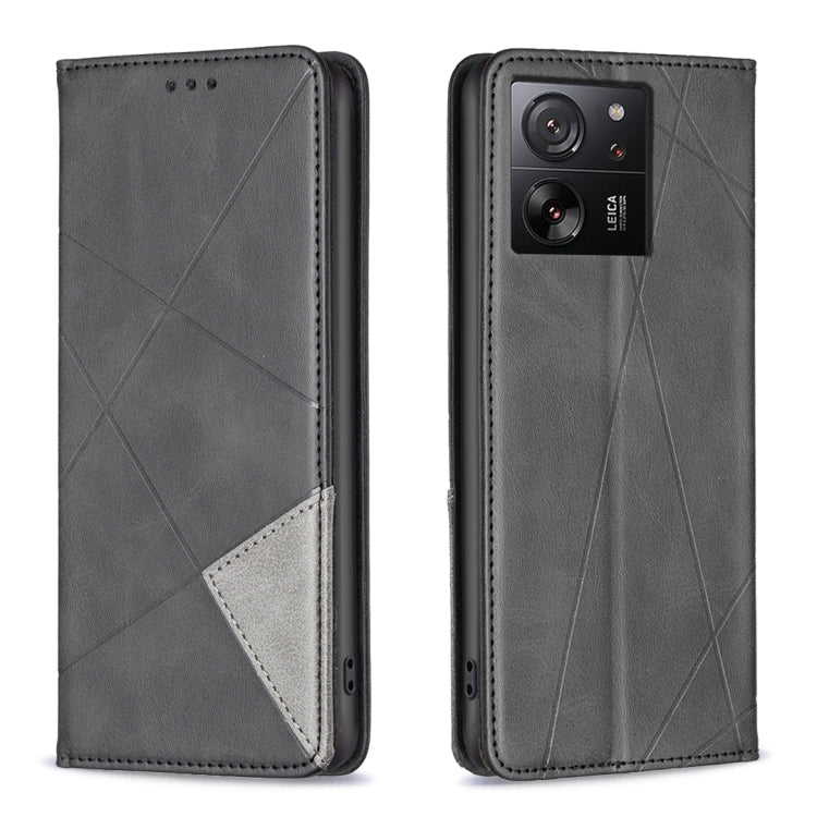 Rhombus Texture Magnetic Leather Phone Case
