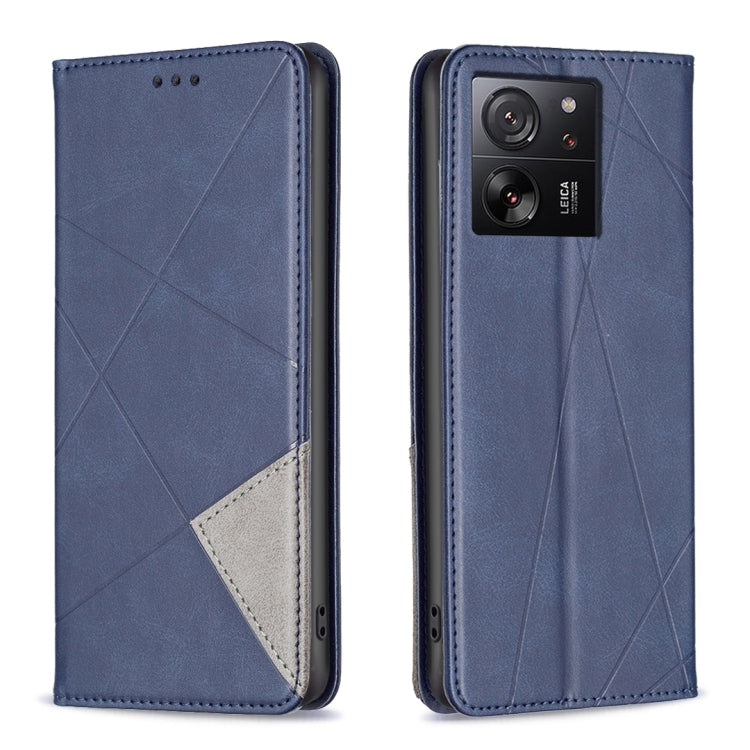 Rhombus Texture Magnetic Leather Phone Case