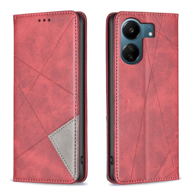 Rhombus Texture Magnetic Leather Phone Case