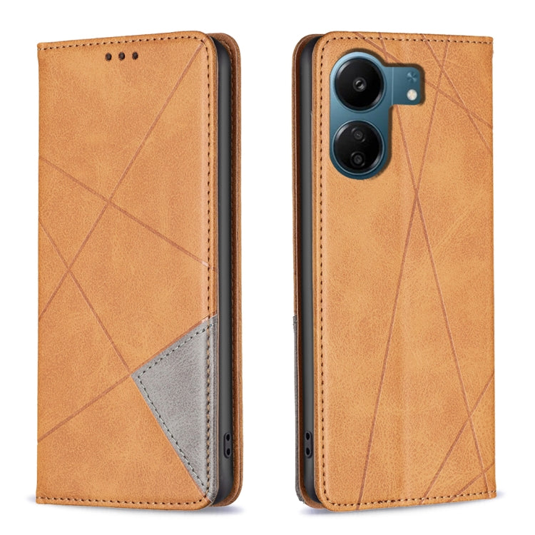 Rhombus Texture Magnetic Leather Phone Case