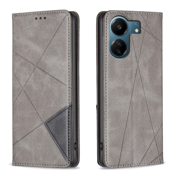 Rhombus Texture Magnetic Leather Phone Case