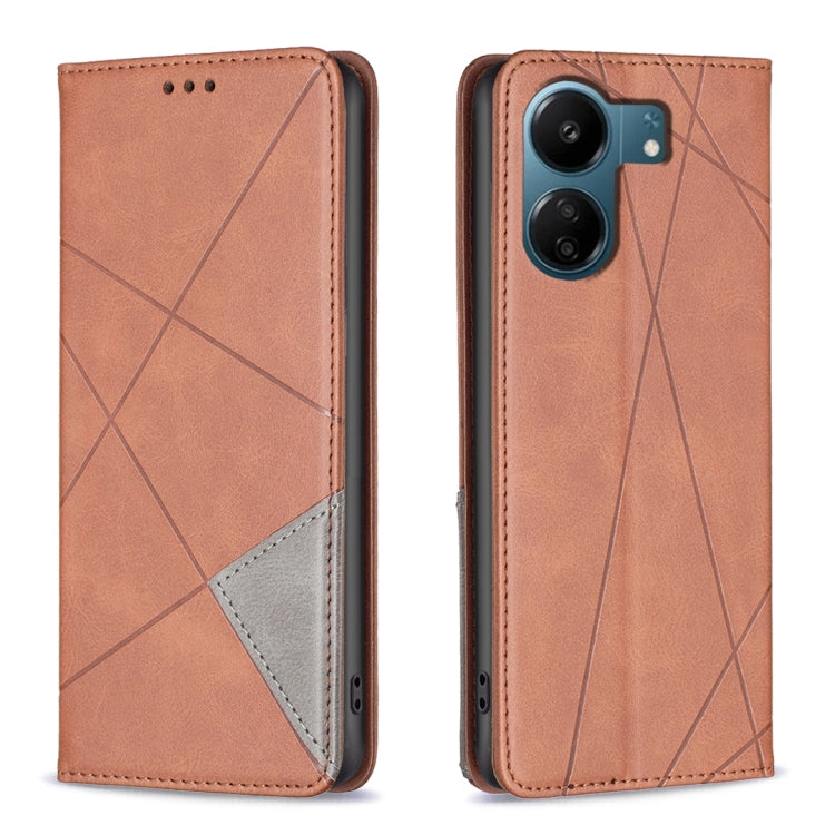 Rhombus Texture Magnetic Leather Phone Case