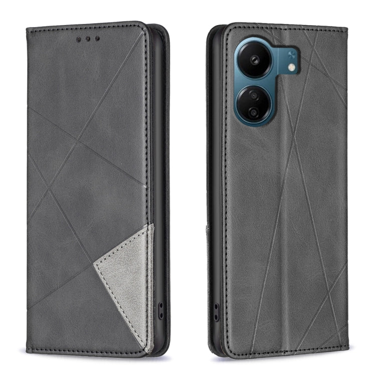 Rhombus Texture Magnetic Leather Phone Case