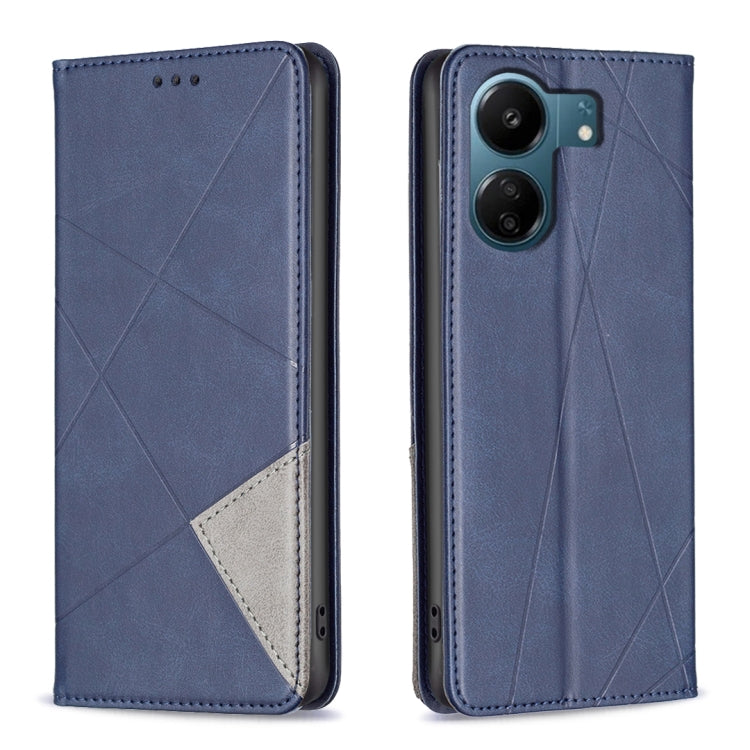 Rhombus Texture Magnetic Leather Phone Case