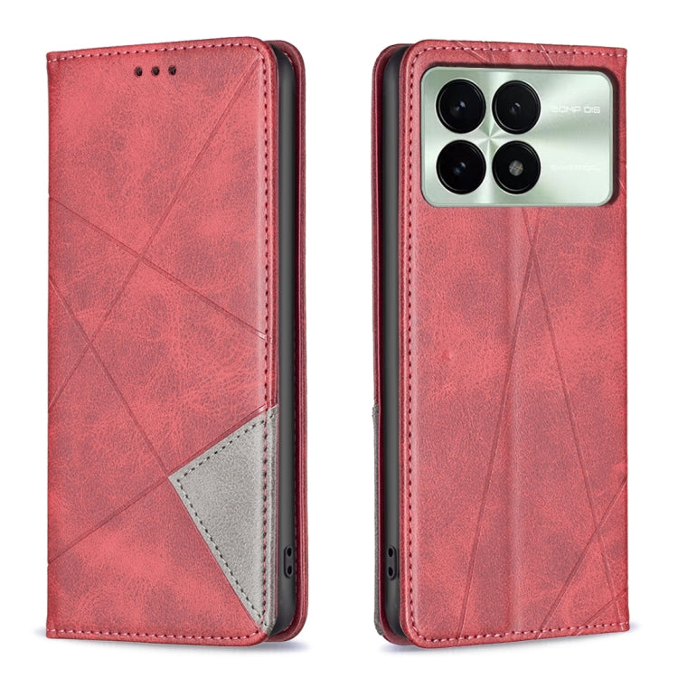 Rhombus Texture Magnetic Leather Phone Case
