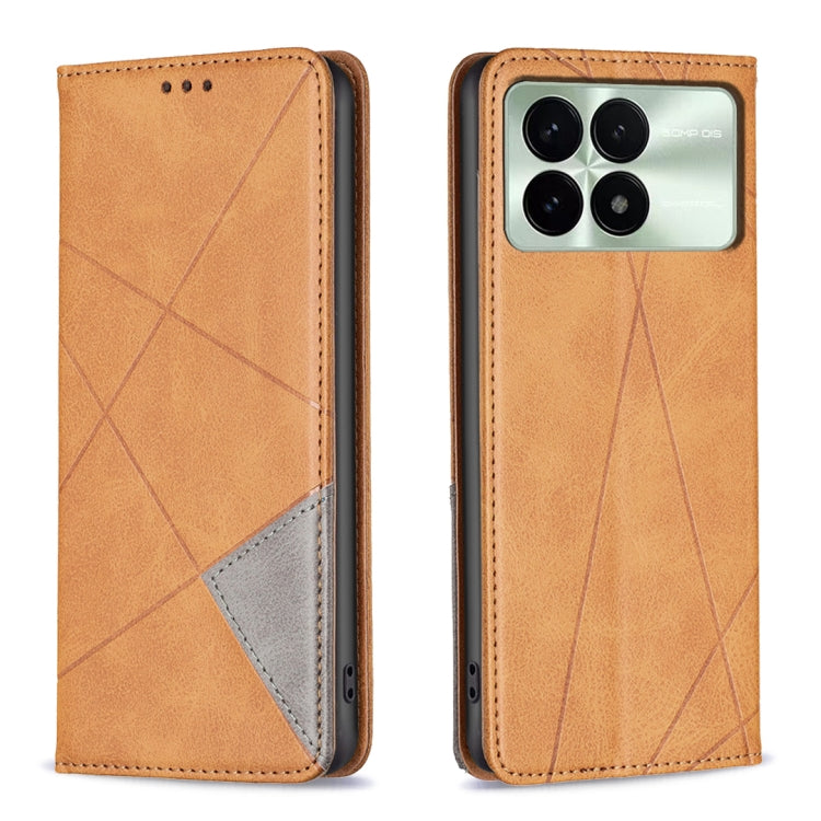 Rhombus Texture Magnetic Leather Phone Case