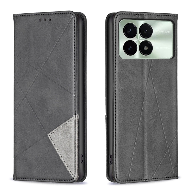 Rhombus Texture Magnetic Leather Phone Case