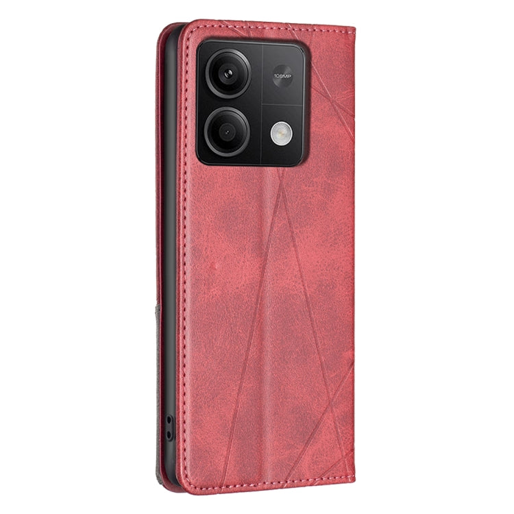 Rhombus Texture Magnetic Leather Phone Case