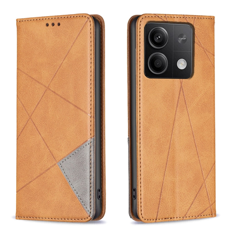 Rhombus Texture Magnetic Leather Phone Case