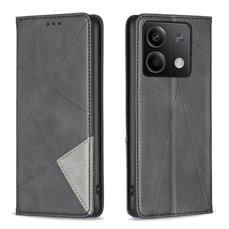 Rhombus Texture Magnetic Leather Phone Case