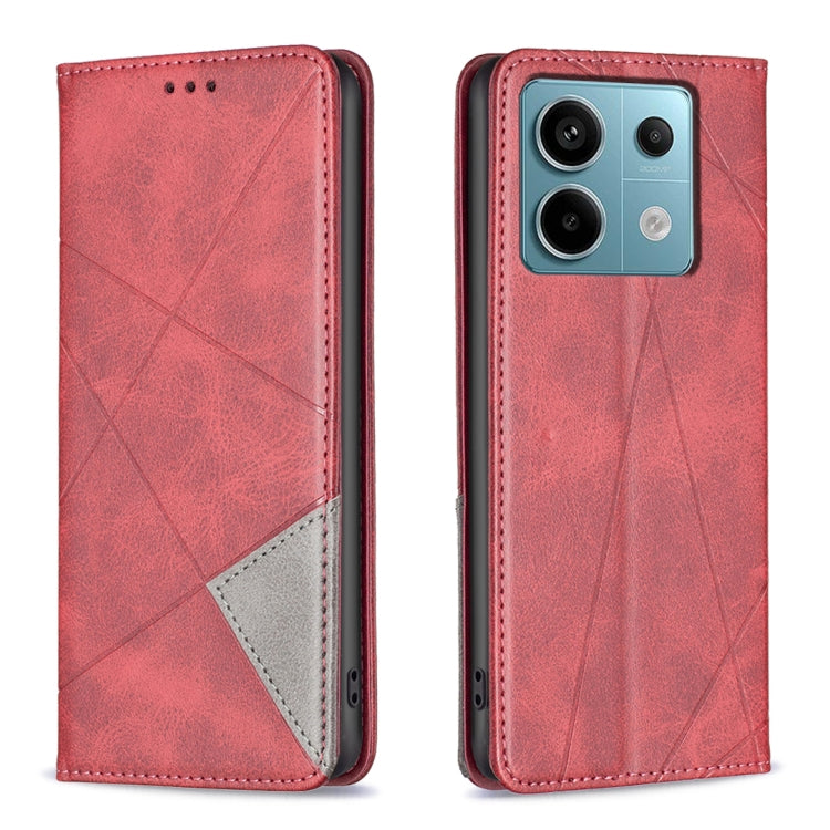 Rhombus Texture Magnetic Leather Phone Case