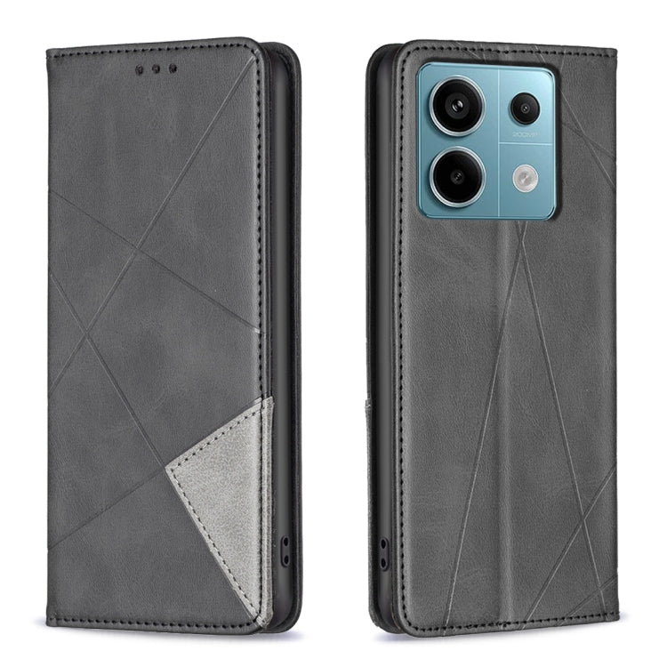 Rhombus Texture Magnetic Leather Phone Case