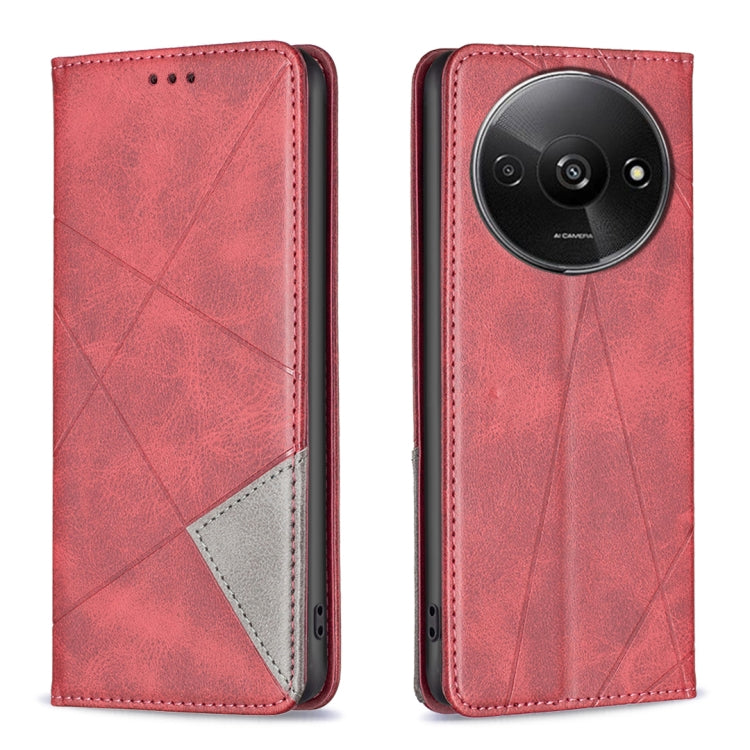 Rhombus Texture Magnetic Leather Phone Case