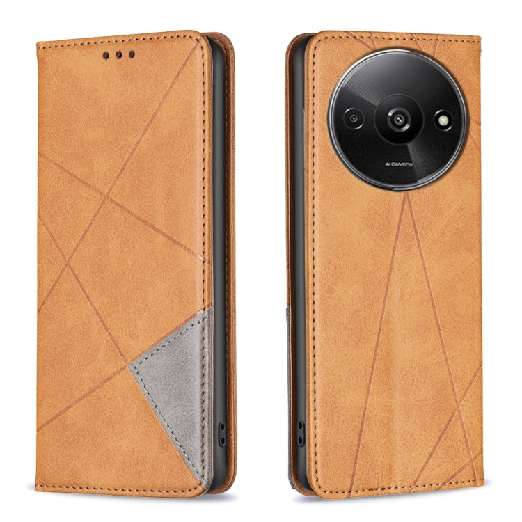 Rhombus Texture Magnetic Leather Phone Case
